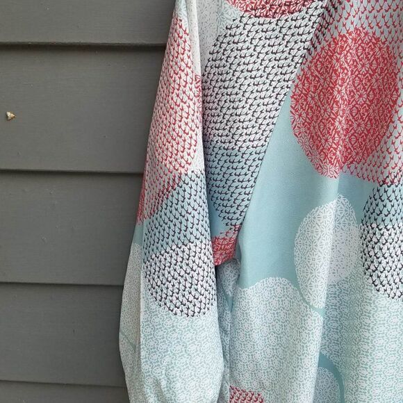 Renee C Boho circle Print Peasant BlouseSize Large - Picture 6 of 10